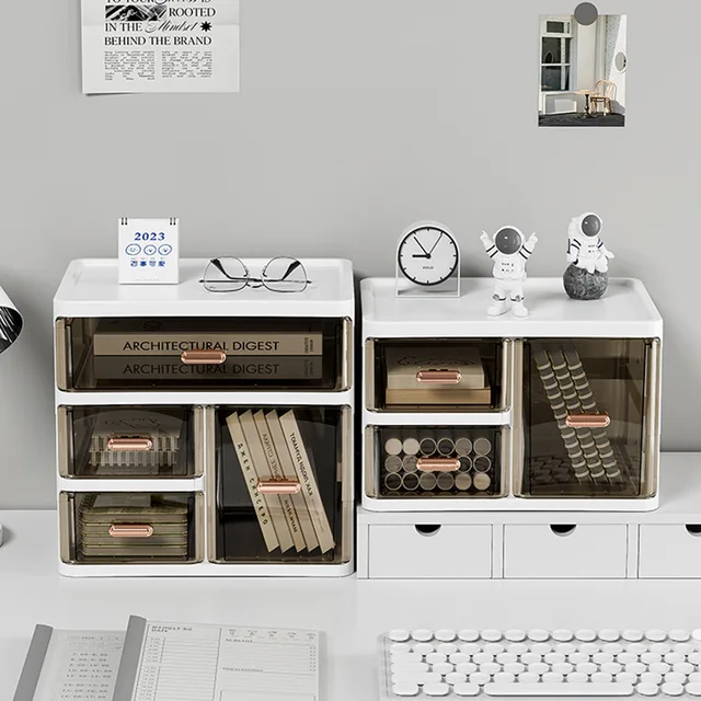 Desktop Large Capacity Storage Box Makeup Table Skincare Organizer Multi-Layer Drawer Storage Box for Students