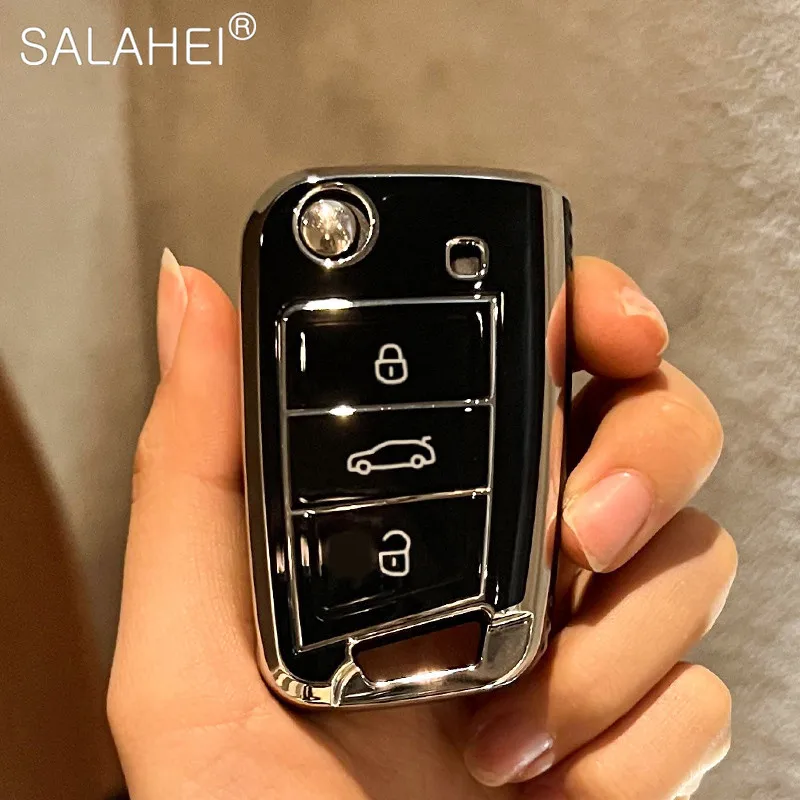 TPU Car Key Case Full Cover For VW Volkswagen Golf 7 MK7 Tiguan MK2 For SEAT Ateca Leon FR 2 Ibiza Skoda Octavia Accessories key case cover key case