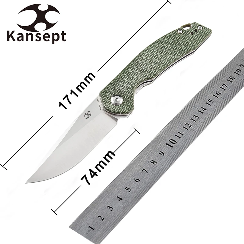 Kansept Knife Mini Accipiter T2007A2 154CM Blade Green Micarta Handle  Tactical Camping Folding Knife