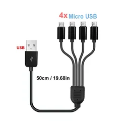 Versatile Multi - Port USB & Type - C Charging and Splitter Cable (A to 4xMicro  50cm)