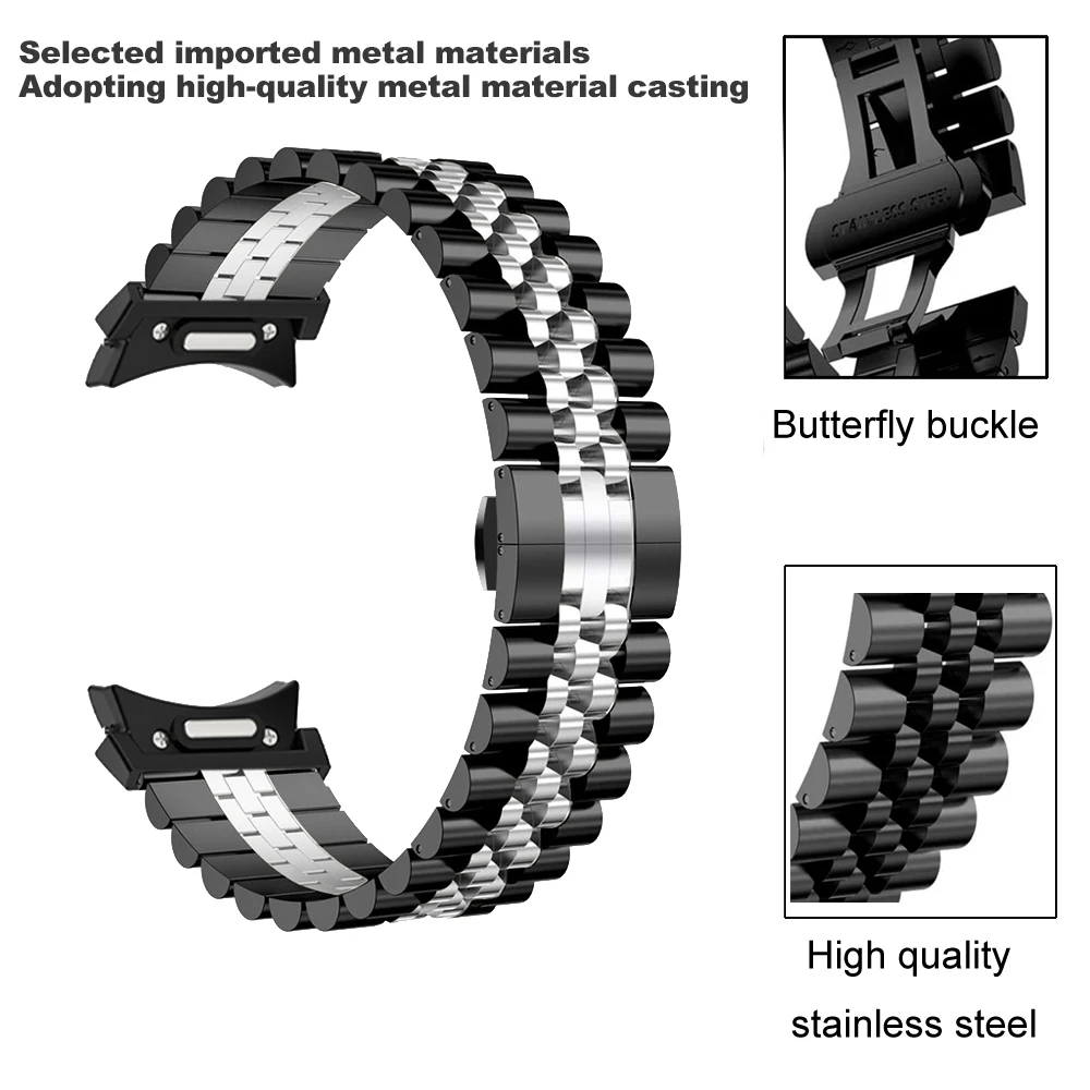Sleek No-Gap Steel Watch Strap - Premium Metal Quick-Fit Band