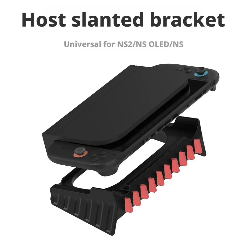 스위치 2 플랫 스토리지 랙용 게임 콘솔 베이스, 스위치/OLED 겸용 사선 스탠드, 게임 카드 수납 가능, ABS 낙하 방지