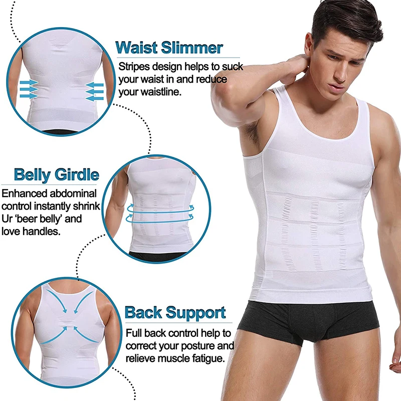 Mens Afslanken Body Shaper Vest Shirt Abs Buik Slanke Gym Workout Tummy Controle Compressie Tank Top Mouwloze Shapewear