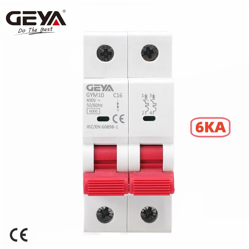 GEYA GYM10 Double Pole Din Rail MCB 6KA Miniature Circuit Breakers 40A 63A AC Type with CE CB