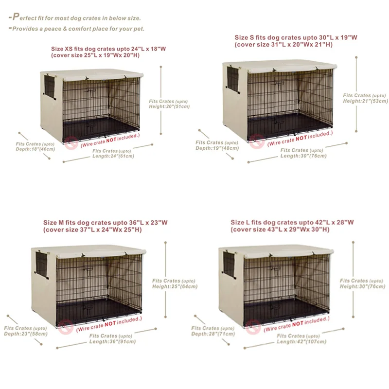 Universal Dog Cage Cover 210D Oxford Wire Crate Rainproof Dust Covers Outdoor Waterproof Sun Protection Durable Pet Kennel Case