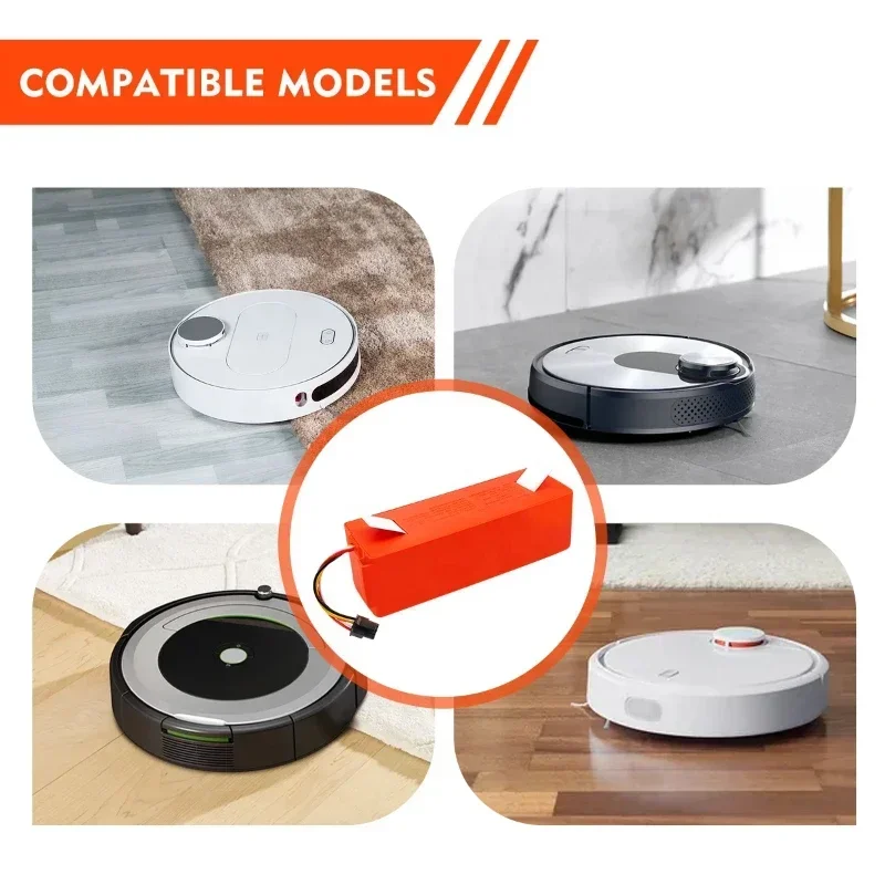 Vacuum Cleaner Battery Replacement for Xiaomi Roborock S50 S51 S55 T60 E352-00 S502-00 C10 E20 E35 14.4V 5.2AH SC Batteries 6