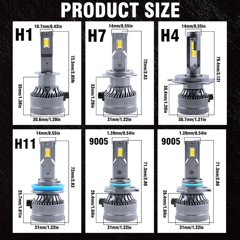 2개 자동차 헤드라이트 H4 H7 LED 캔버스 H11 H8 H9 HB3 HB4 9005 9006 H1 9012 HIR2 자동차 전구 5570 CSP 6000K 12V LED 헤드라이트 전구