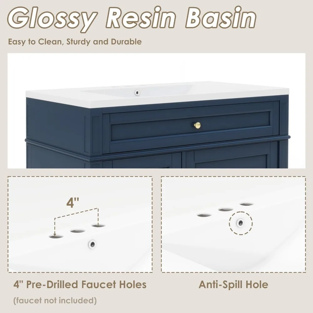 Bathroom Organizers, Bathroom Vanity With Sink, Modern Bathroom Cabinet With Drawers And Tip Out Drawer, Freestanding Bathroom V 4