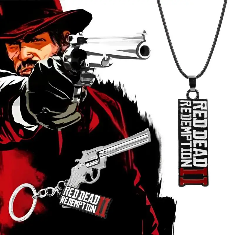 Game Cosplay Red Dead Redemption pendant necklace Keychain Metal Gun Car Key Rings game Props Jewelry Fans Gifts game keychain necklace pendant game necklace game cosplay props