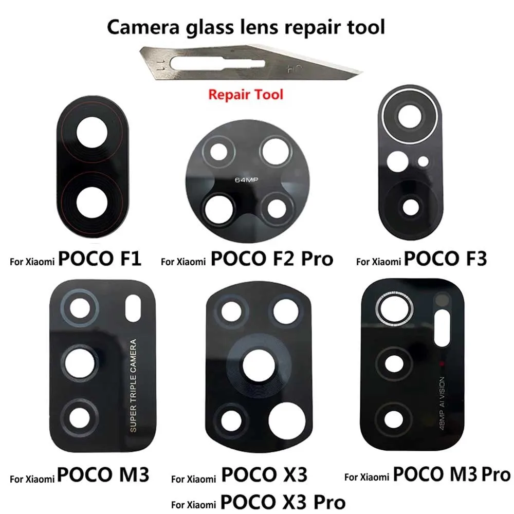 2 Pcs Rear Back Camera Glass Lens Cover For Xiaomi Mi Poco F3 X3 X4 M4 M3 NFC F2 Pro F1 F4 4G 5G Replacement Parts