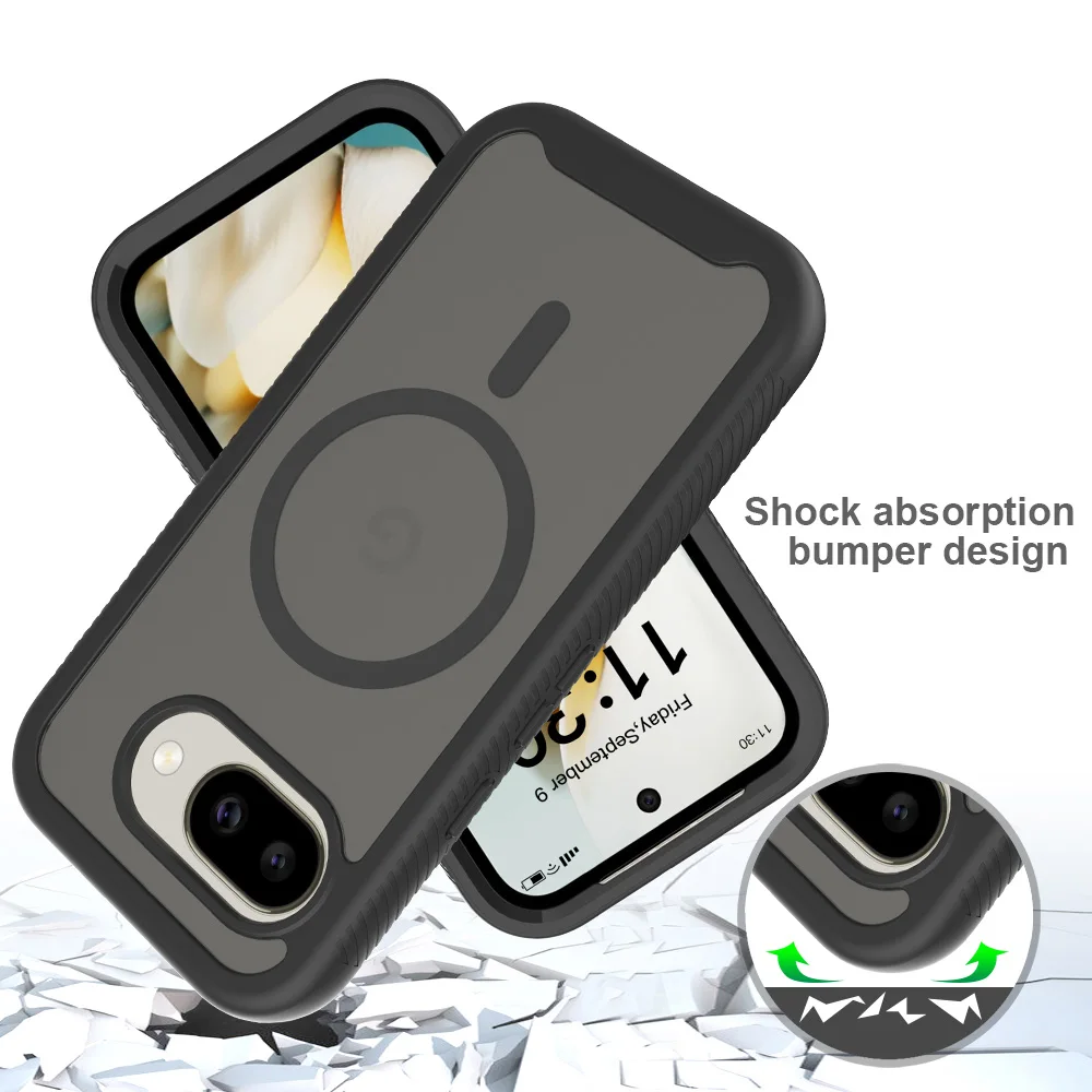 Shockproof Matte Magnetic Phone Case with Soft TPU Frame and Translucent Acrylic Back Cover