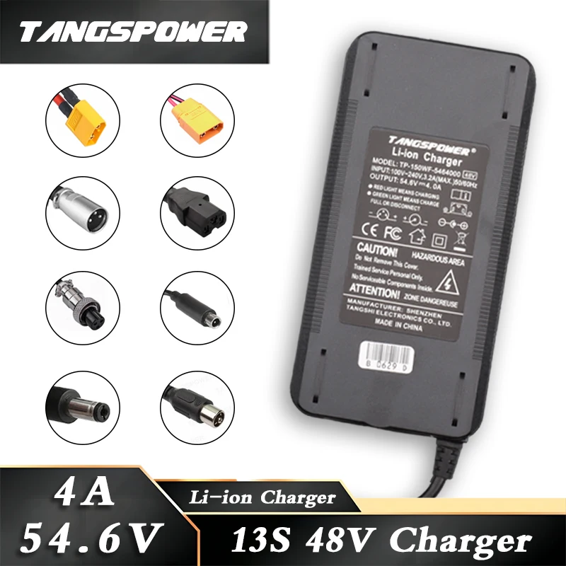 Charger Adapter Battery Charger Fast Charger Battery Charger Adapter 54.6V 4A Smart Charger For Kugoo C1/G2/M4 13S Li-ion Battery Pack-Fast Charge With Cooling Fan CE/FCC/UL Certified TANGSPOWER