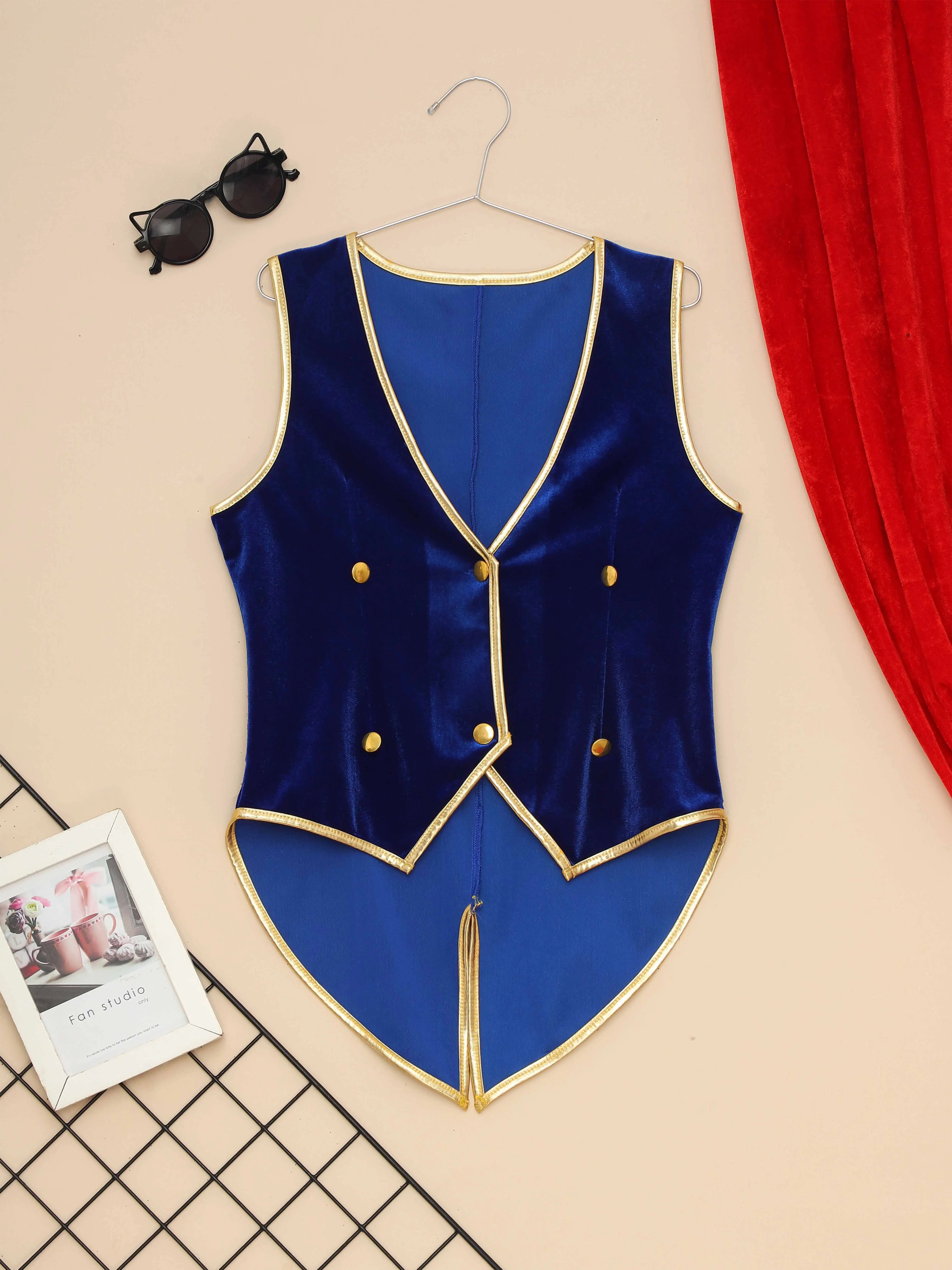 Inhzoy Garçon Vintage Gilet Pull En Velours Tuxedo Jacket Gentleman Medieval Victorien Halloween Tailcoat Costume Noir 5-6 Ans