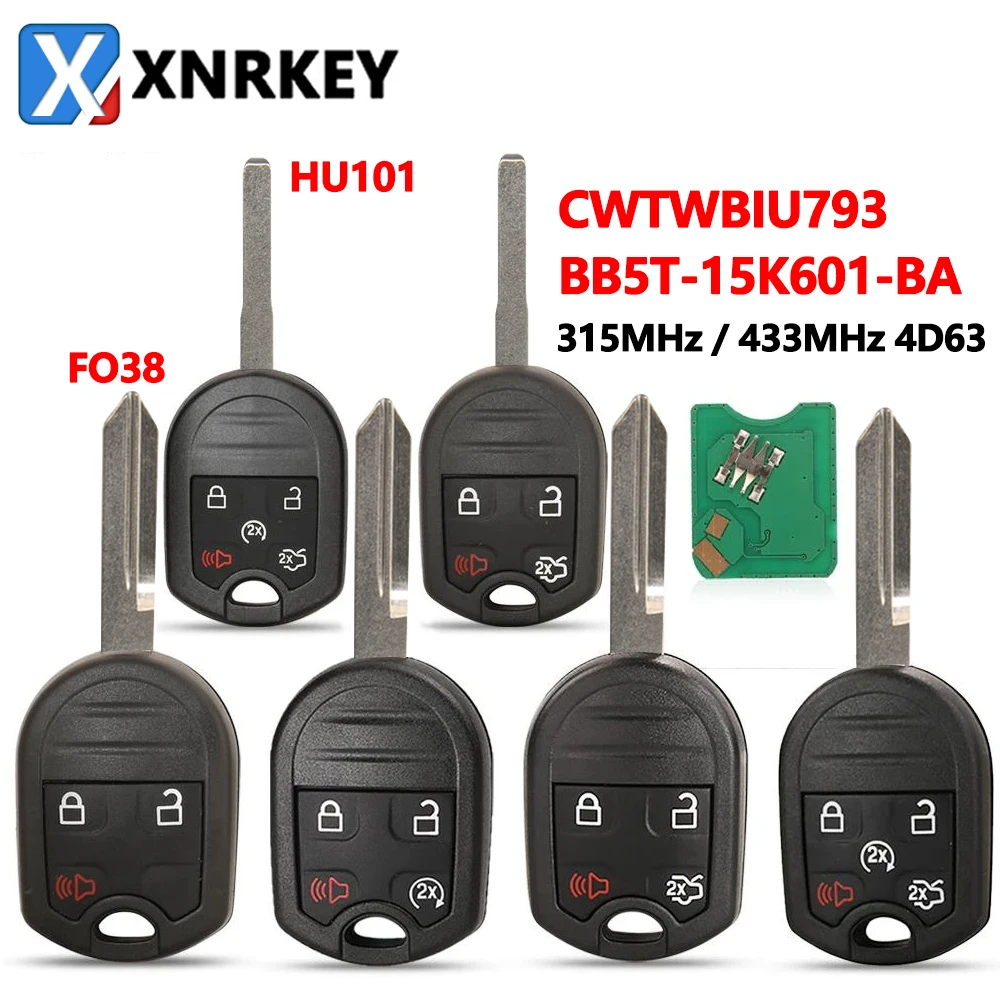 XNRKEY CWTWB1U793 Remote Key For Ford Edge Escape Expedition Explorer Flex Fusion Mustan 2011-2013 With 3/4/5 Button 315MHz 4D63 cn018109 f5 ford edge explorer expedition fusion mondeo replacement smart remote car key control with 902 mhz 49 chip 5 button