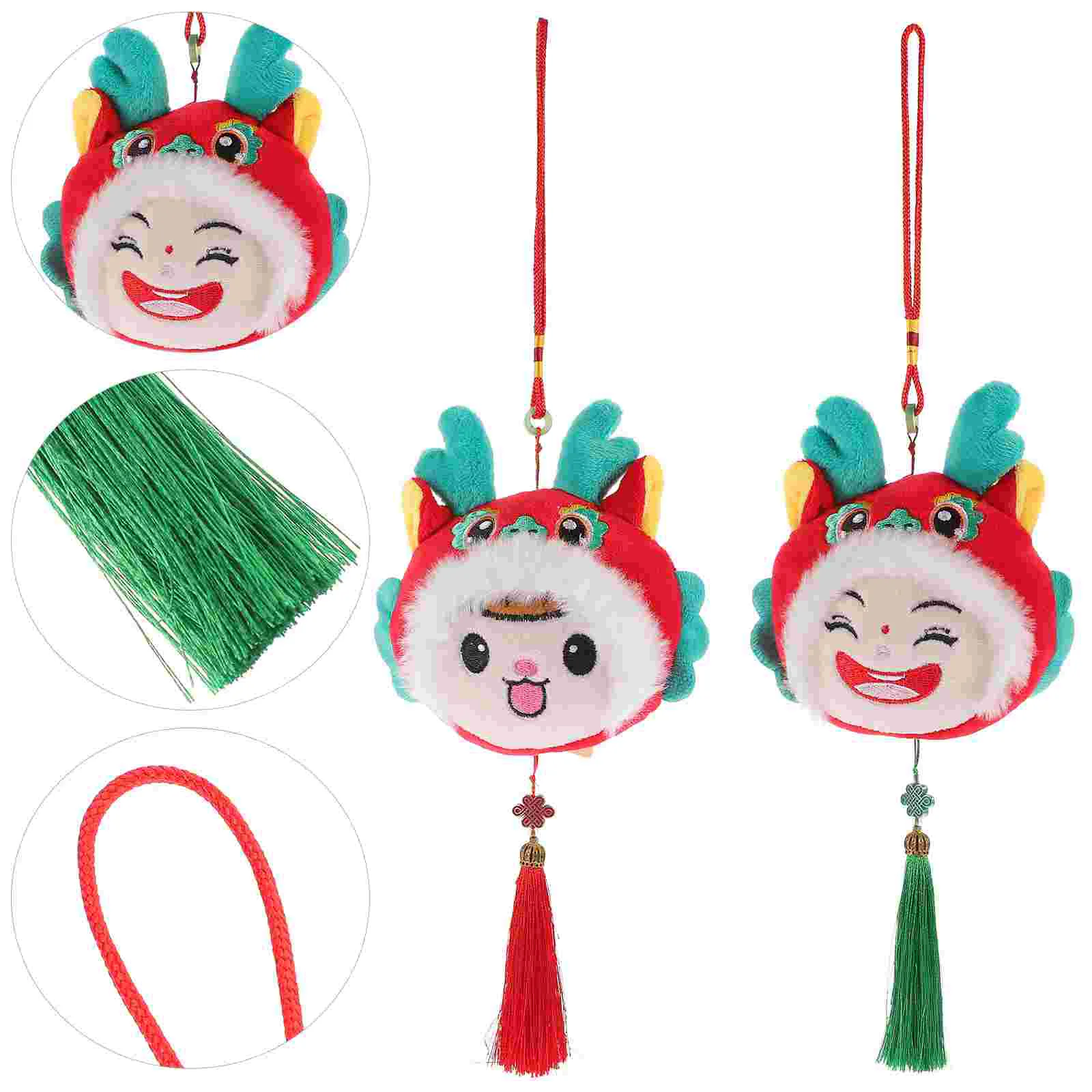 

2pcs Mascot Dragon Plush Pendant Toy Year of Dragon Mascot Plush Pendant Stuffed Mascot