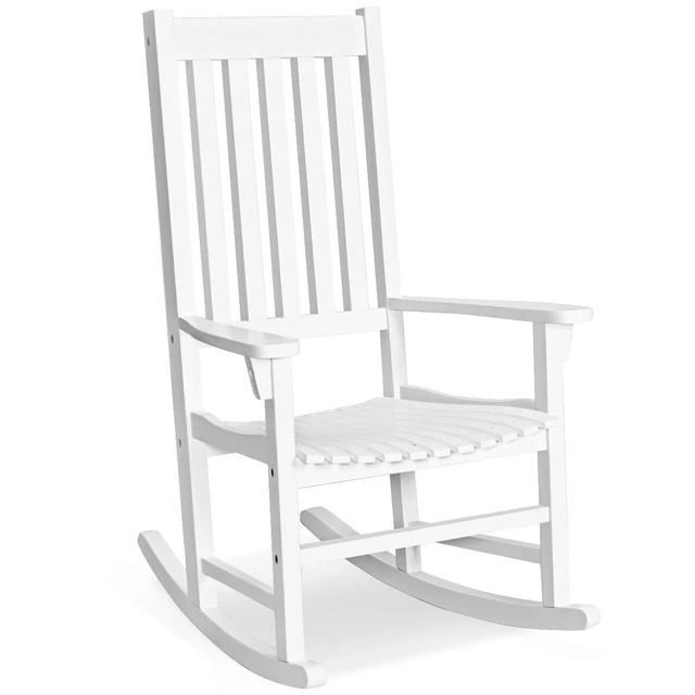 Patio Rocking Chair, Poly Lumber Porch Rocker with High Back, 350Lbs Support  Rocking Chairs for Both Outdoor and Indoor 