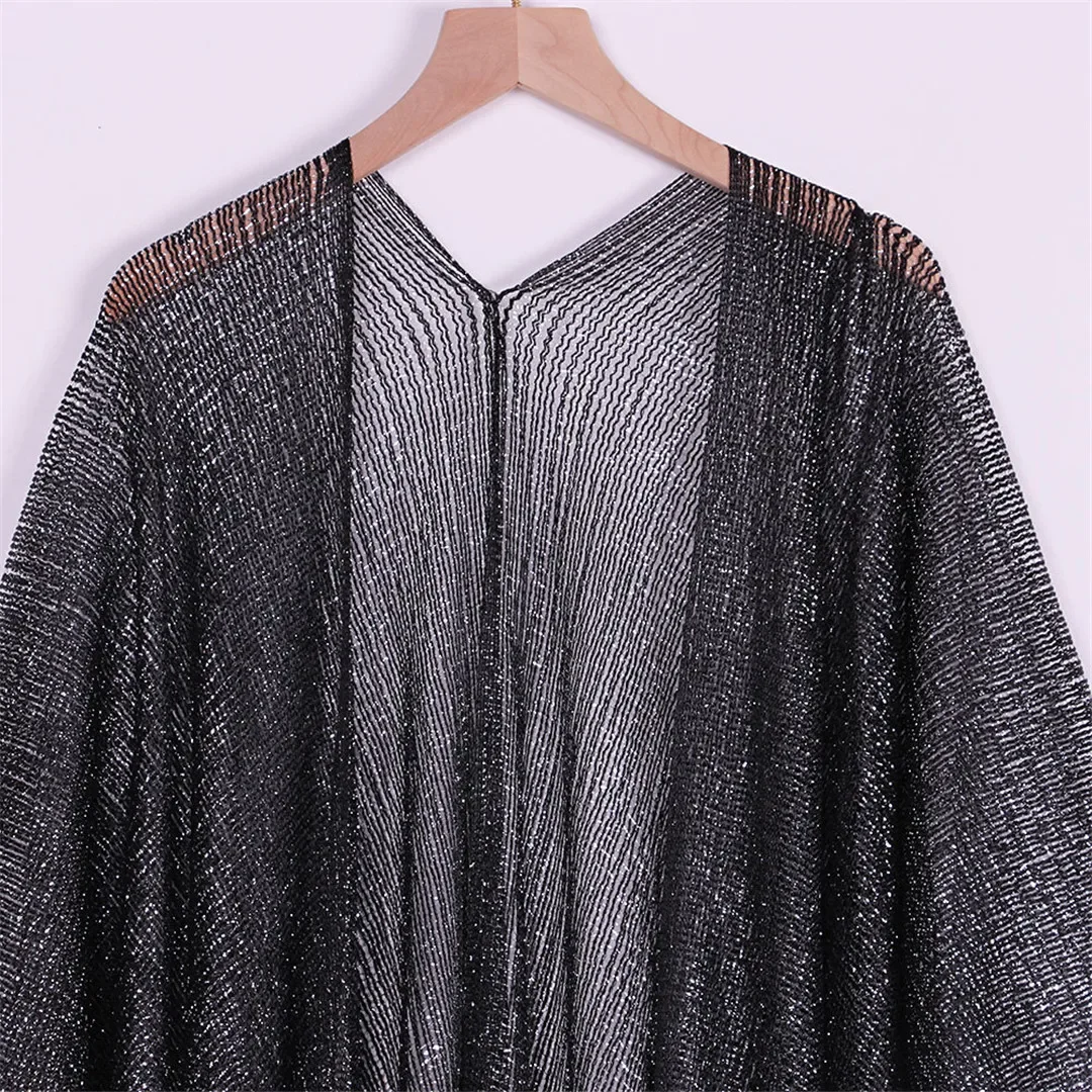 Sexy Fringe Tassel Mesh Sheer Shiny Knitted Tunic Beach Cover Up Cover-ups Beach Dress Beach Wear Beachwear Female Women