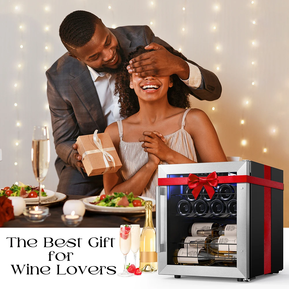 Ca&rsquo;Lefort 12 Bottle Wine Cooler-Freestanding Wine Fridge with Glass Door and 38-65℉ Temperature Control Ideal for Home Use