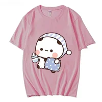 Couple Tshirt Cute BuBu Panda Going To Sleep with DuDu Bear Graphic Tshirt Women Clothes Sleeve Tops Women's Clothing - Image 5