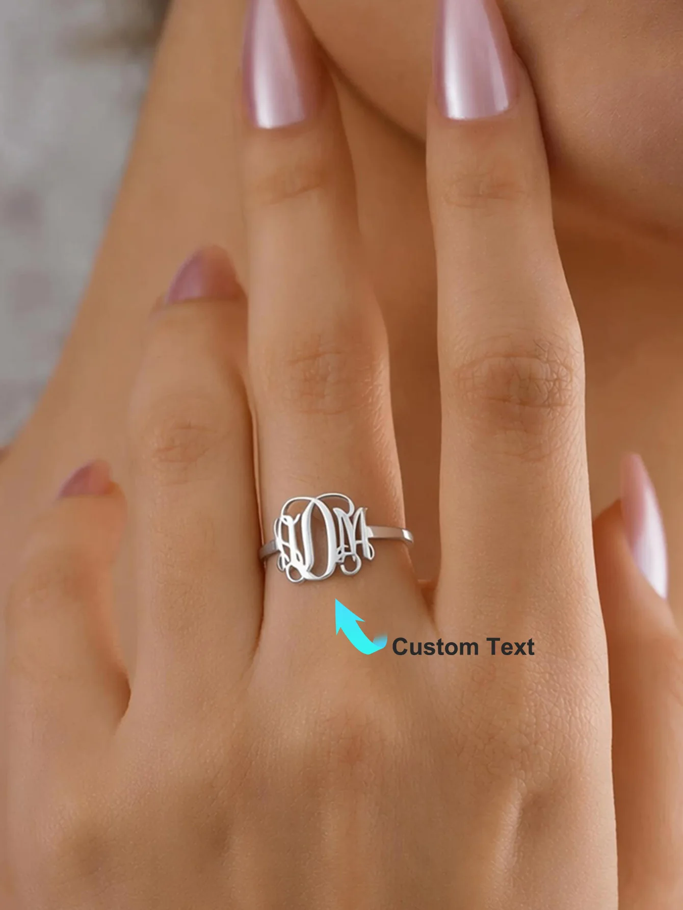 Personalisierte Monogramm-Initialen-Ringe für Damen, 18K vergoldeter Edelstahl, personalisierter zierlicher Buchstabenring, Hochzeitsschmuck – Detail 2