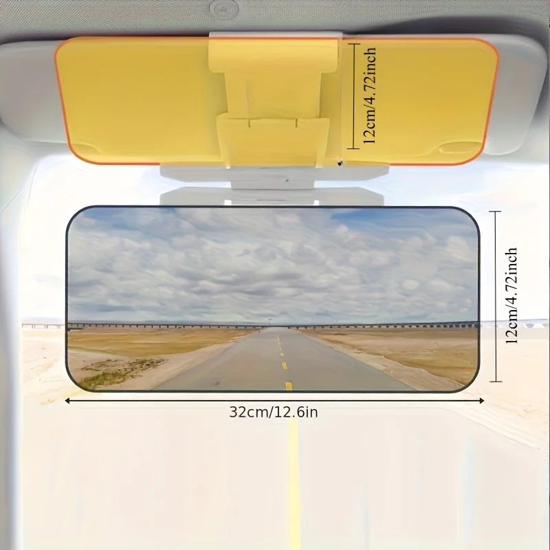 1pc Adjustable Car Sun Visor with Dual-Panel Glare Reduction | Universal Fit Clip-On Design for Day & Night Driving