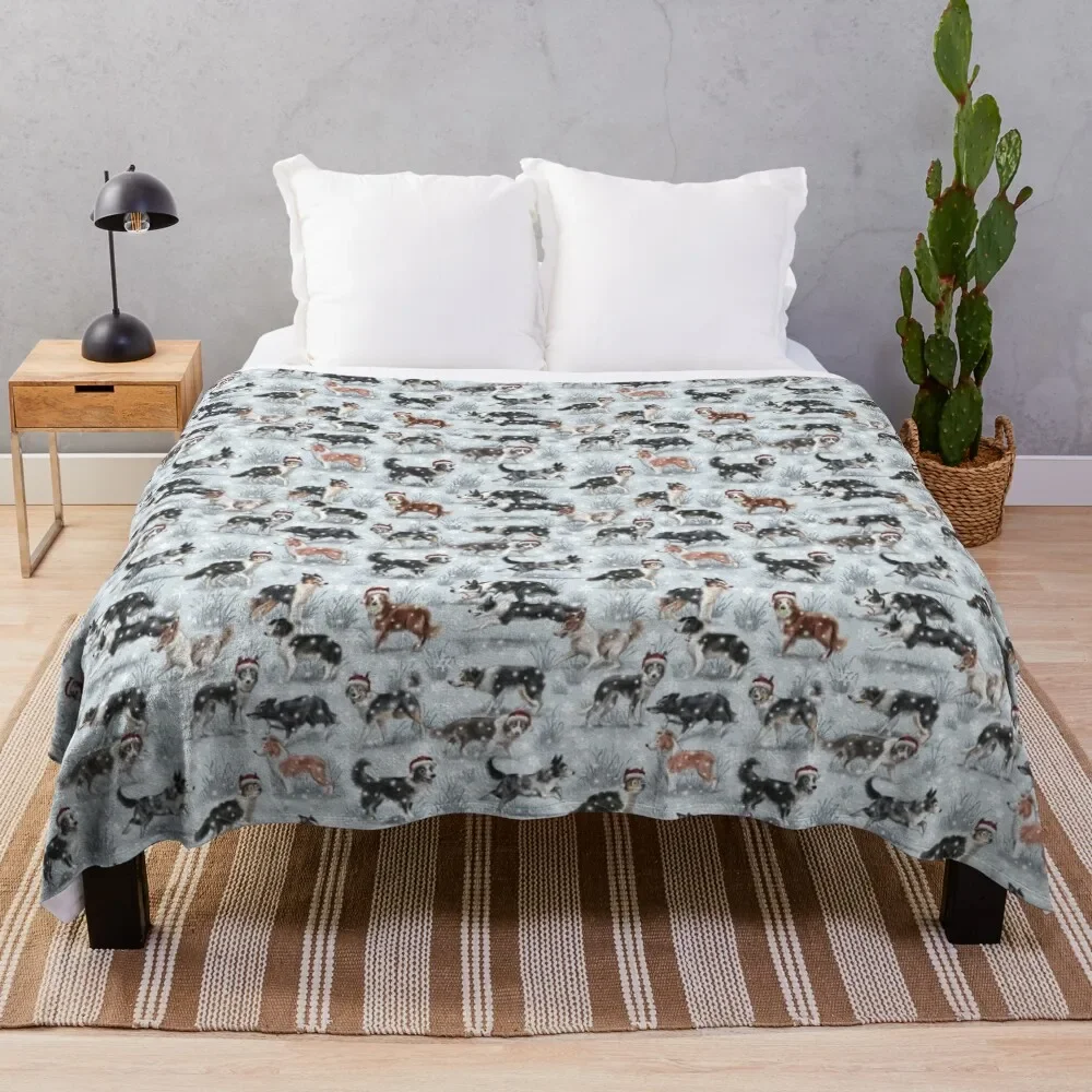 

The Christmas Border Collie Throw Blanket For Sofa Soft Plaid