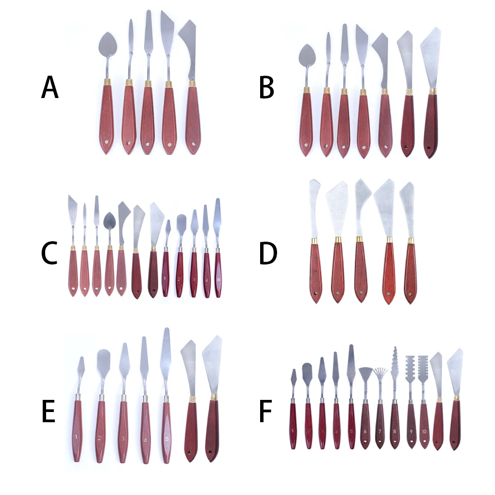 

Painting Mixing Scraper Stainless Steel Art Spatula Color Matching Palette Slicer for Watercolor Oil Acrylic 5 pcs style A