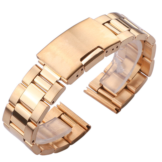 20 22 24mm Watch Band Strap Solid Stainless Steel Bracelet Silver Gold Black Straight End Watchbands Watches Accessories