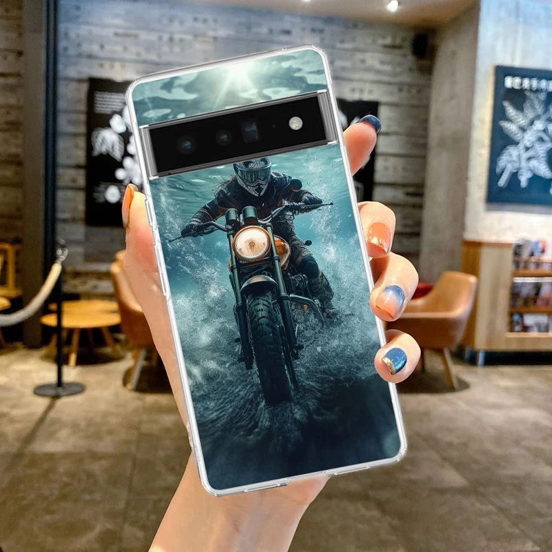 Clear TPU Phone Case with Cool Motorcycle Design