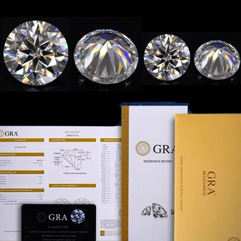 100% Real Moissanite Stone D Color 0.5-2.0ct Lab Diamonds Loose Gemstones Pass Tester with Report loose gemstones moissanite jewelry materials