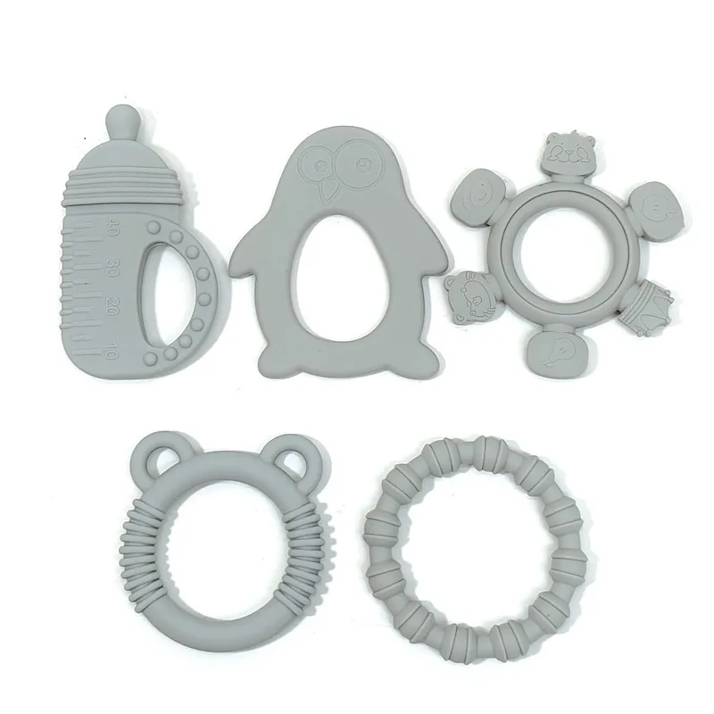 Teether toys baby food grade silicone teething stick children mouth muscle trainer