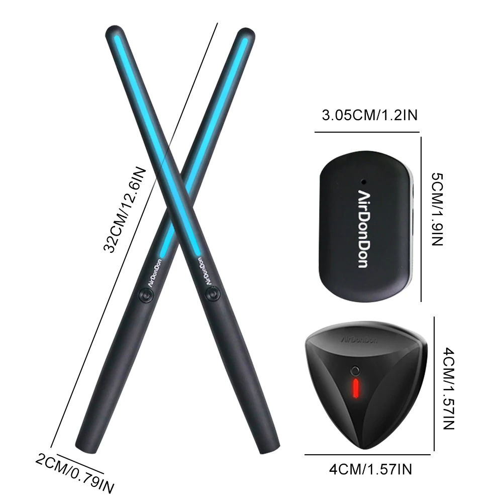 Portable Air Drum Set Virtual Drum Sticks Bluetooth-Compatible Electronic Set Realistic Effect for Beginners Professionals