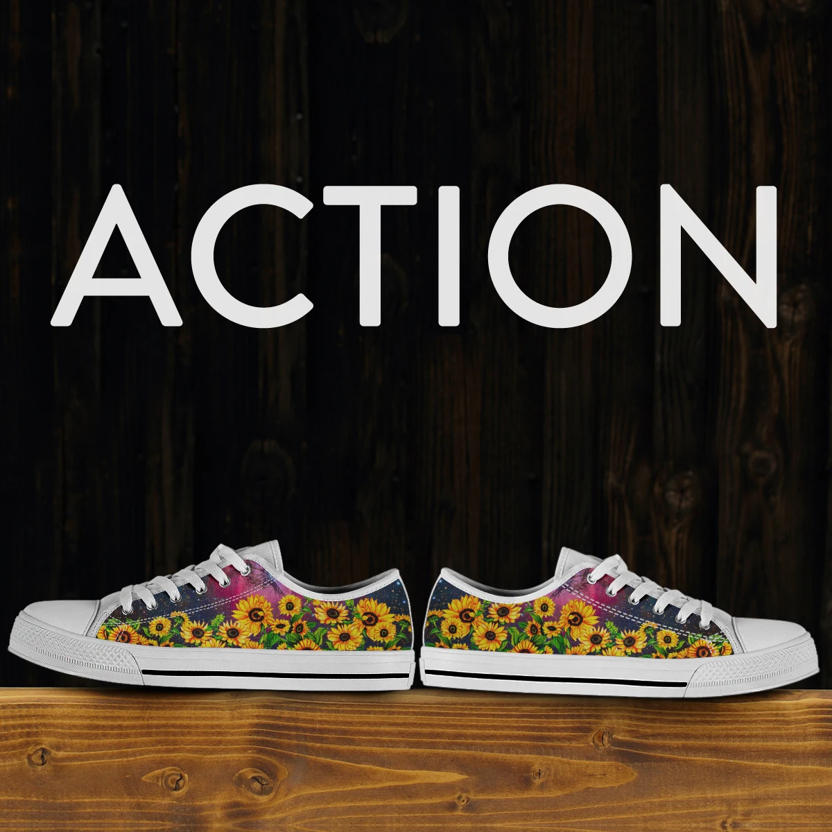 Universe Sunflower Print Black White Low Top Sneakers Women New Fashion Casual Vulcanized Shoe Classic Canvas Shoes