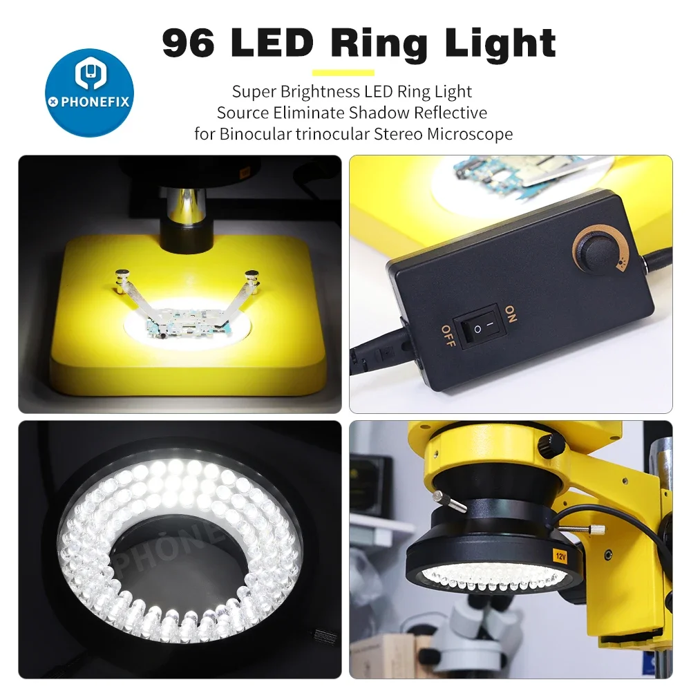 96 Pcs LED Microscope Adjustable Ring Light Shadowless Illumination ...