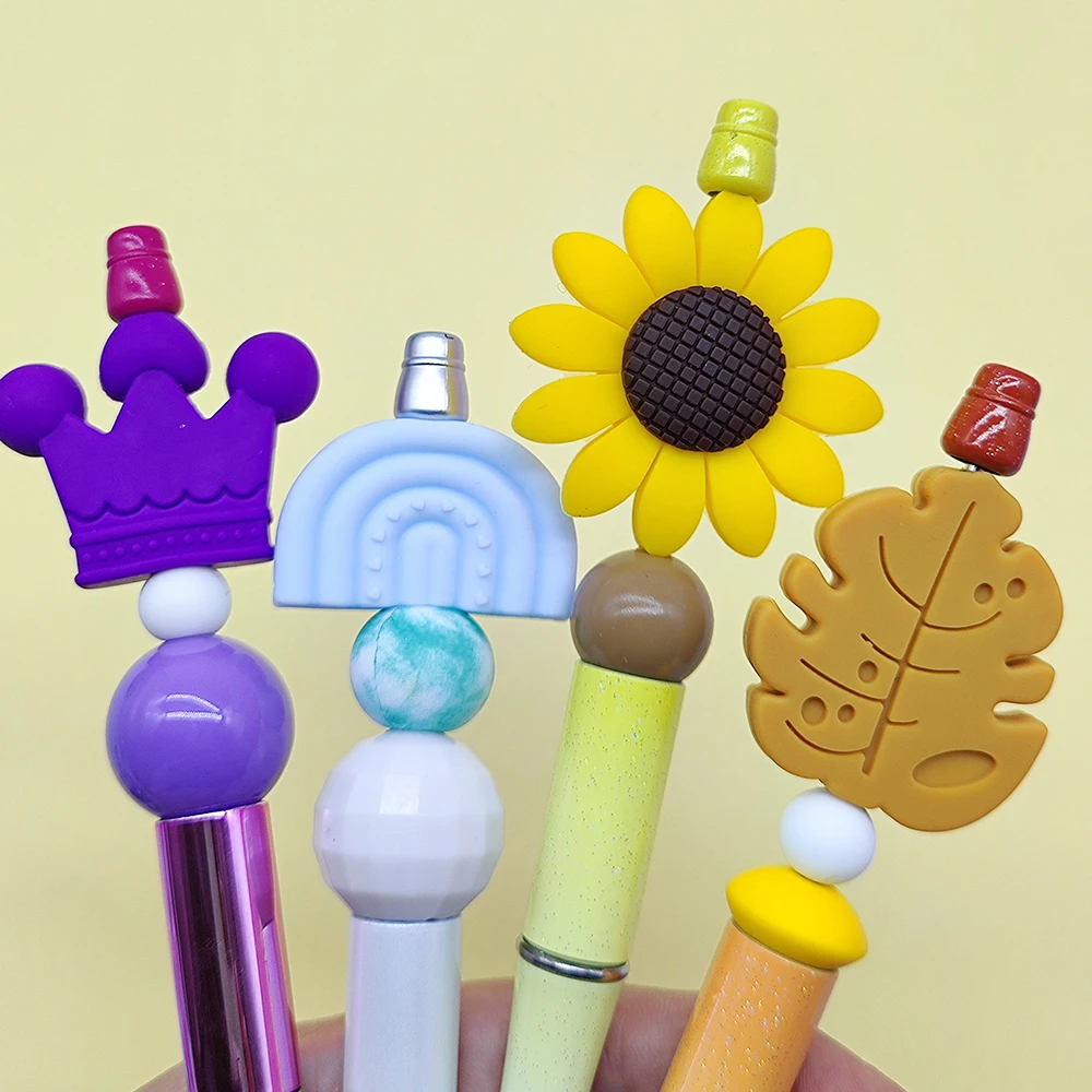 10pcs New Fashion Food Grade Silicone Focal Beads For Kids Diy Beadable Pen Accessories