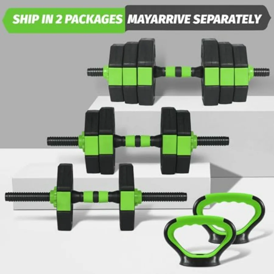 44lbs Adjustable Dumbbell Set, 4-in-1 Free Weight Set with Connector Bar, Convert to Barbell, Kettlebell, Push-Up Stand & Weight