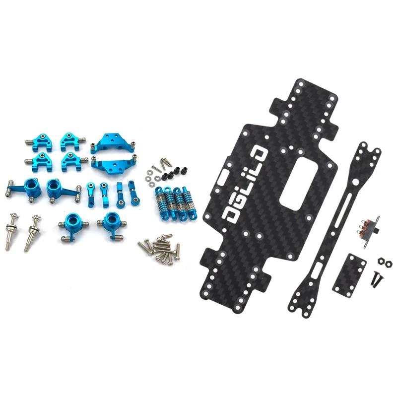 

1 Set Metal Full Set Upgrade Parts Shock Absorber & 1 Set Spare Parts Chassis Car Bottom Low Body Shell