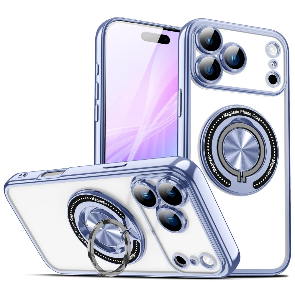 Vibrant Electroplated Clear Case with Invisible Ring Stand and MagSafe Compatibility
