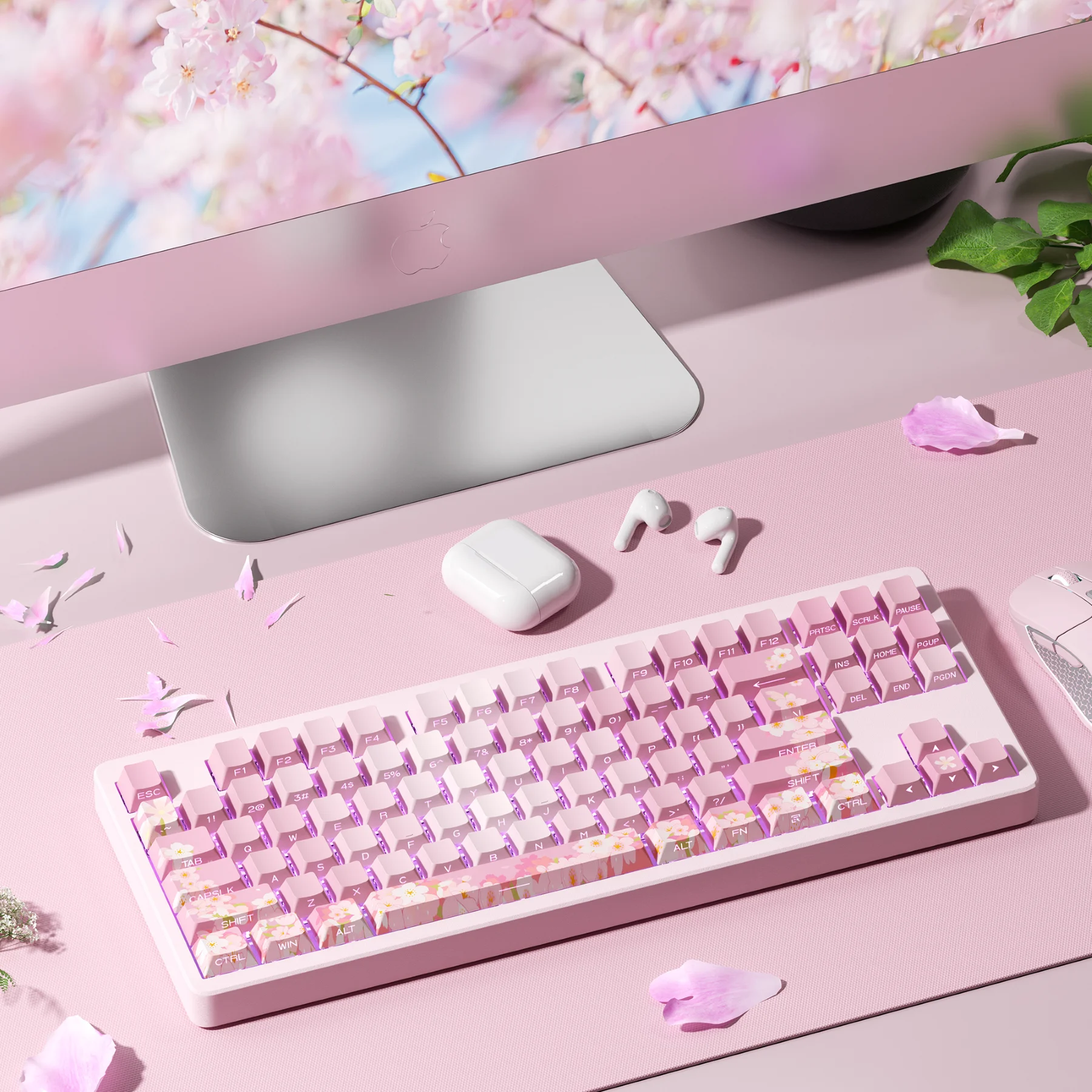 Peach pink　画像５．６．１０客 Hififox Pink Bean Keycap UV Screen Printing Cherry Profile
