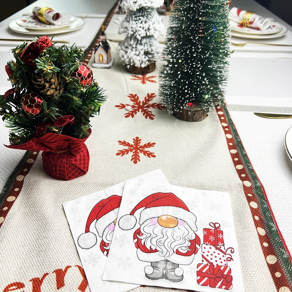 20pcs Merry Christmas Party Napkins Lucky Red Christmas Dinner Table Napkins Paper Safe Fragrant Free Soft Mouth Wiping Tissue