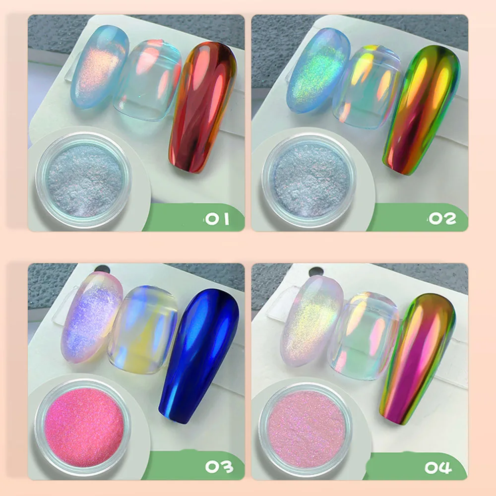 Moonlight Mirror Nail Powder Aurora Fine Glitter Chameleon Effect UV Gel Polish Chrome Pigment Rubbing Dust DIY Nail Decoration