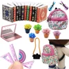 1/12 Scale Dollhouse Vintage Miniature Book Bag Violin Camera Ruler Model Notebook Mini Flowers Doll House Furniture Decoration 1