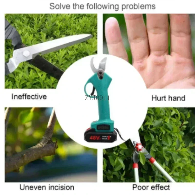 :48V 88V Cordless Trimmer Fruit Tree Bonsai Trimming Electric Branch Cutting Machine Garden Electric Scissors Household Trimmer 4