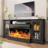 36 Inch 3-Sided Glass Fireplace TV Stand for TVs up to 80", Rustic Media Entertainment Center Console TSet of TV Stand 1