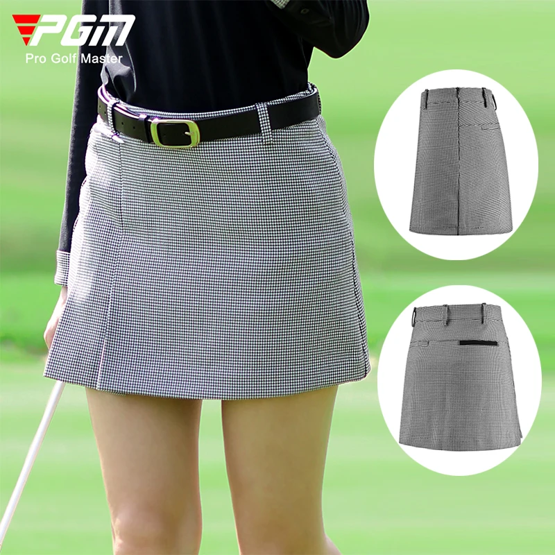 PGM Women Winter Autumn Plaid Golf Mini Skirt High Waist Tennis Pencil Skirt for Ladies Retro Houndstooth Skorts Vintage Outfit