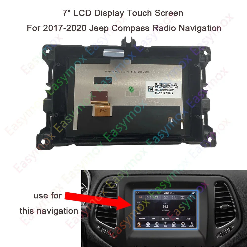 7" Touch Screen LCD Display Replacement For 2017-2020 Jeep Compass Radio Navigation