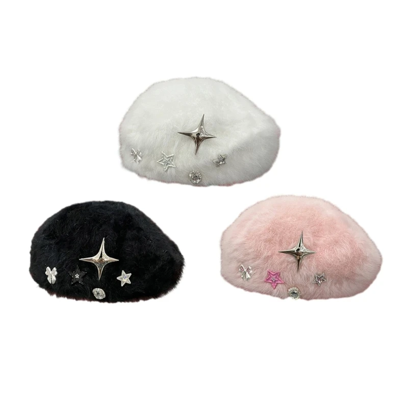 

Sweet Girl Cabbie Hat Women Hat Teens Soft Bonnet Cap Plush Painter Hat
