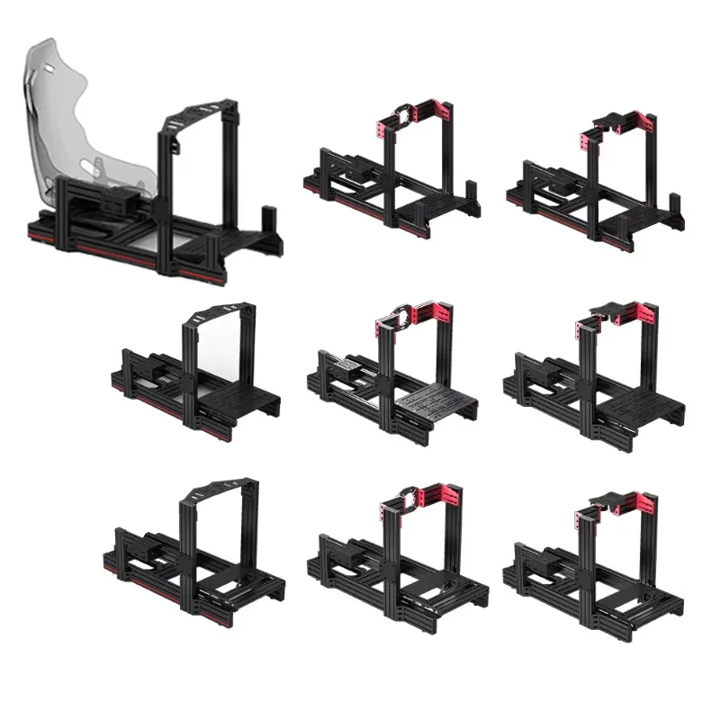 Extrudiertes 4080-Racing-Chassis aus Aluminium, Fahrsimulator, Racing-Cockpit mit dreifacher Monitorhalterung