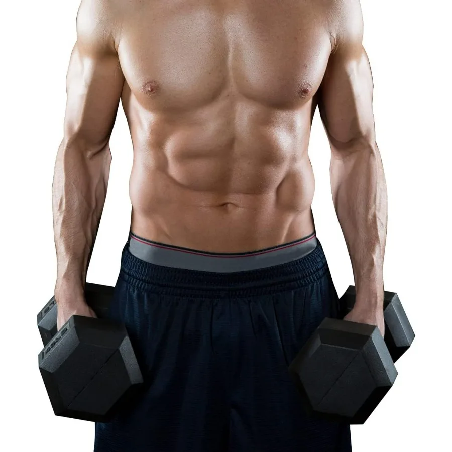 Hex Dumbbells Rubber Coated Cast Iron Hex Black Dumbbell Free Weights for Exercises