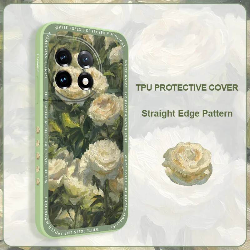 Elegant White Rose Phone Case - Premium Liquid Silicone Cover